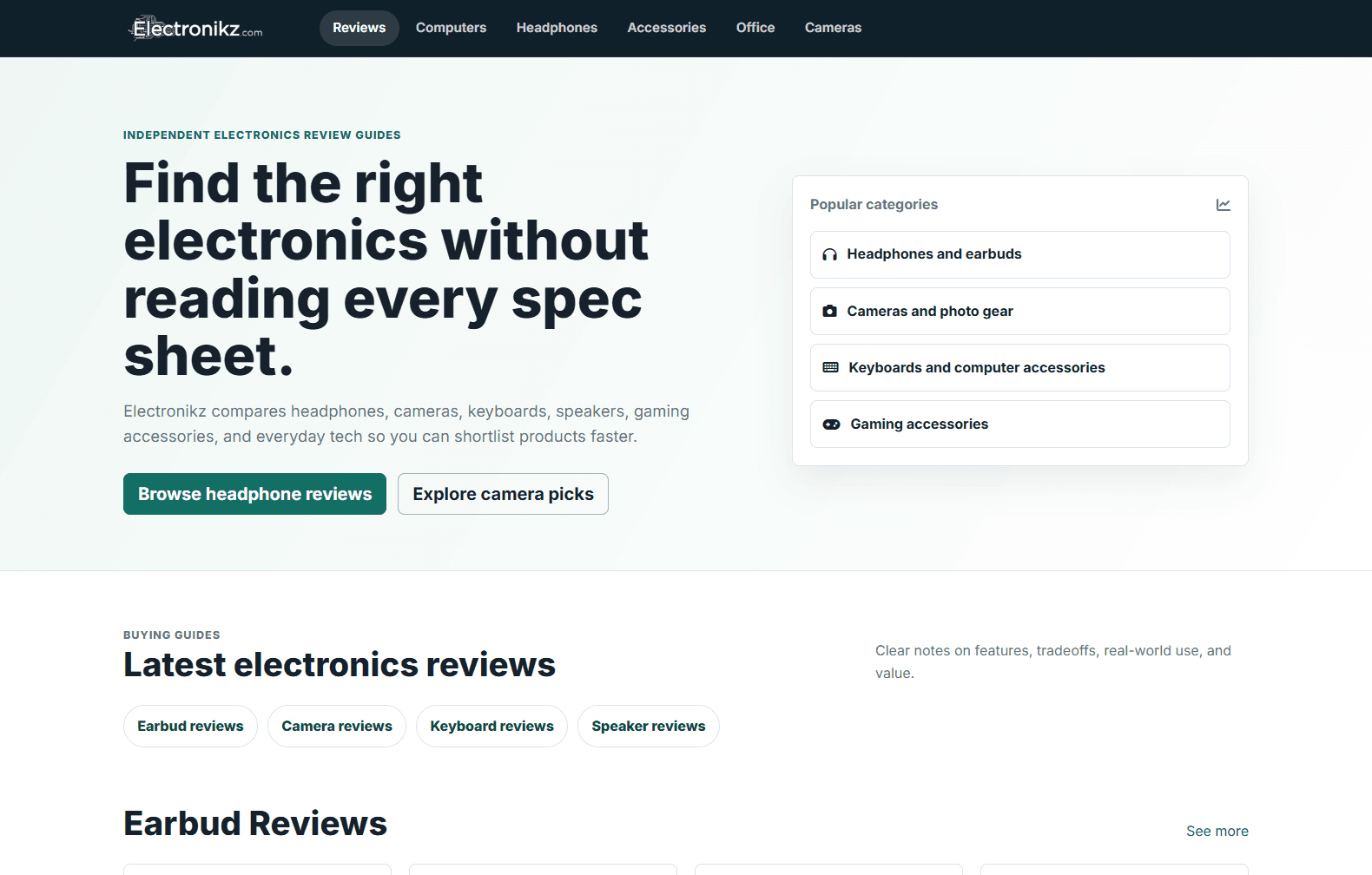 Electronikz.com interface preview