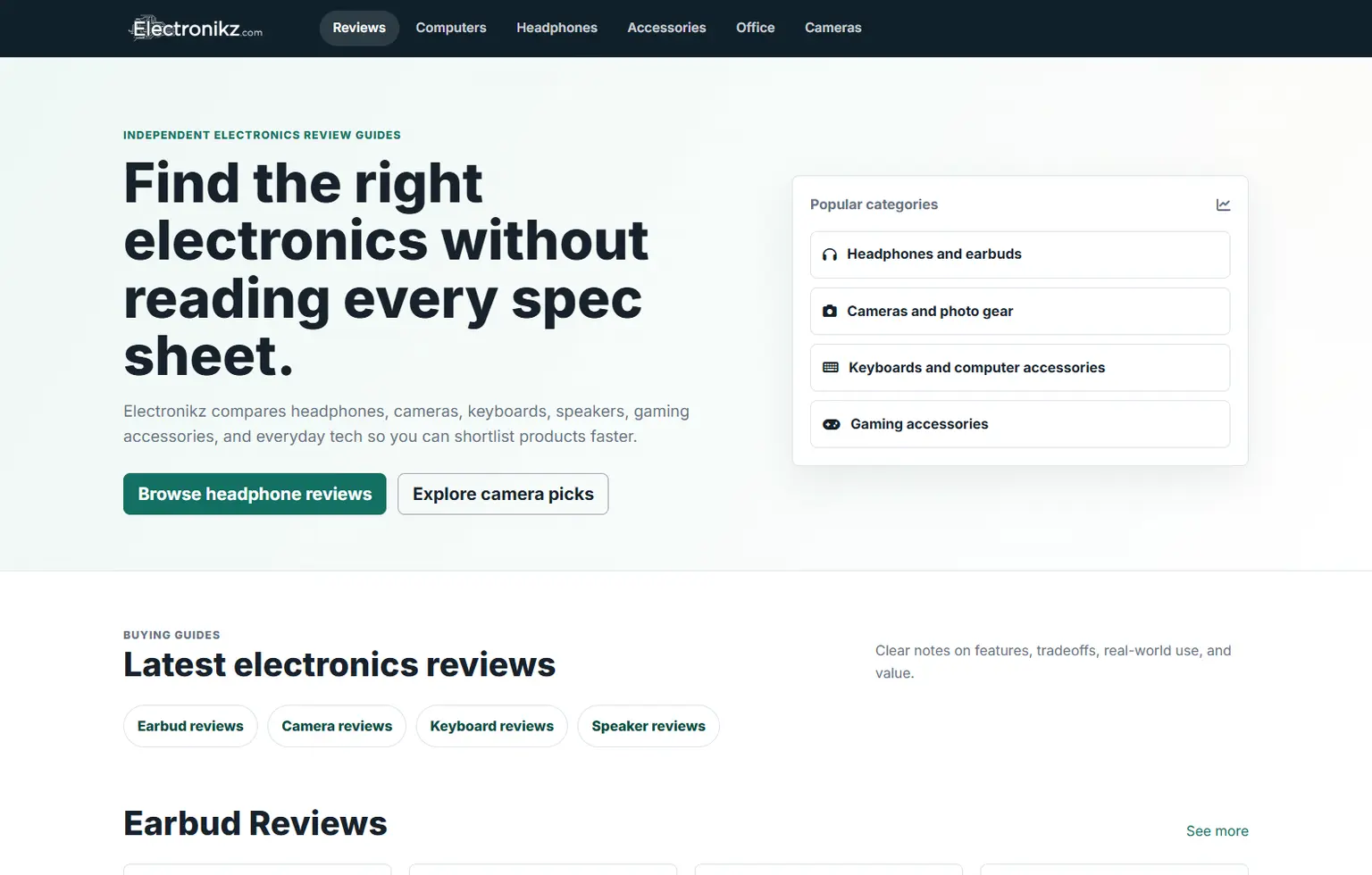 Electronikz.com interface preview